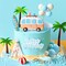 Beach Surf Wave Cake Topper - Surfboard, Swimming, Slippers, Lifebuoy, Surf Birthday Party Decoration